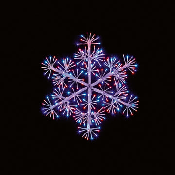 Premier Silver Starburst Snowflake with 300 Rainbow LEDs Christmas Light - 60cm