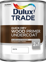 Dulux Trade Quick Dry Wood Primer and Undercoat - White - All Sizes