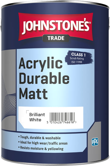 Johnstones Trade Acrylic Durable Matt Paint - Brilliant White