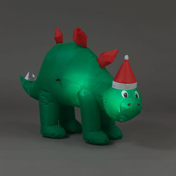 Inflatable Christmas Green Glowing Dinosaur - 107cm Tall with Warm Whi ...