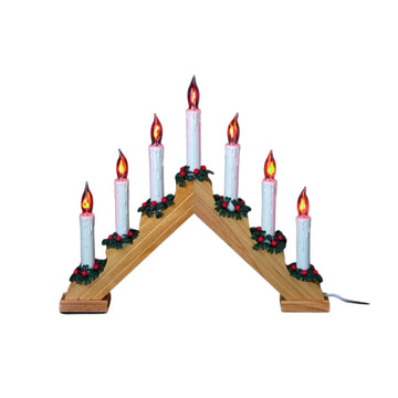 Flickering Bulb 7 Candle Pine Candle bridge Christmas Decoration - 40cm