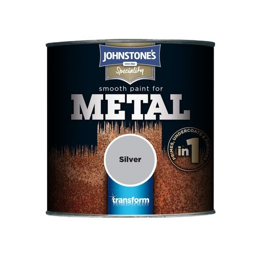 Johnstones Smooth Effect Metal Paint Silver 250ml DIY DIRECT
