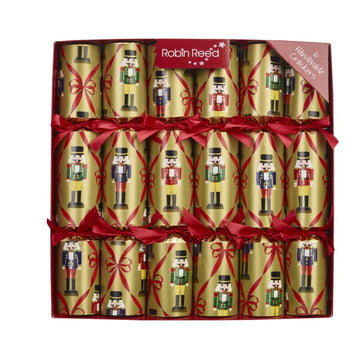 Robin Reed Christmas Crackers - Gold Vintage Nutcracker - 12 Inch - 6 Pack