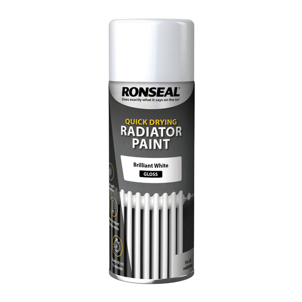 Ronseal Quick Drying Radiator Paint White Satin / Gloss 400ml Ae