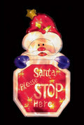 Christmas Window Light up Silhouette - Santa Please Stop Here - 24cm x 45cm