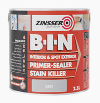 Zinsser BIN Primer Sealer - Stain Killer Paint - White or Grey - All Sizes
