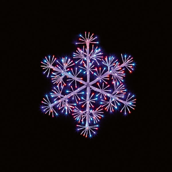 Premier Silver Starburst Snowflake with 300 Rainbow LEDs Christmas Light - 60cm