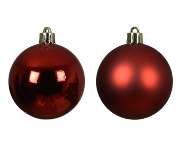 Shatterproof Mixed 30 Christmas Baubles - Red - Various Sizes