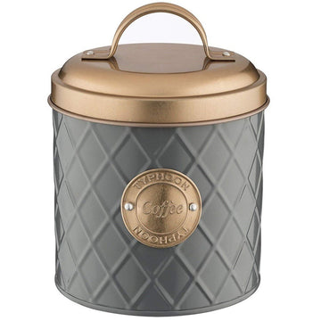 Typhoon Living Lid Coffee Storage Tin - Stainless-Steel, Grey/Copper