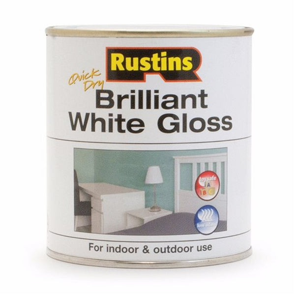 Rustins Quick Dry Brilliant White Gloss Paint - 250ml or 500ml