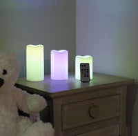 Premier Set of 3 Multi Action Colour Changing LED Candles with Remote