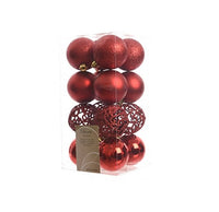 Christmas Tree Baubles Decorations Shatterproof - Christmas Red - 16 Pack