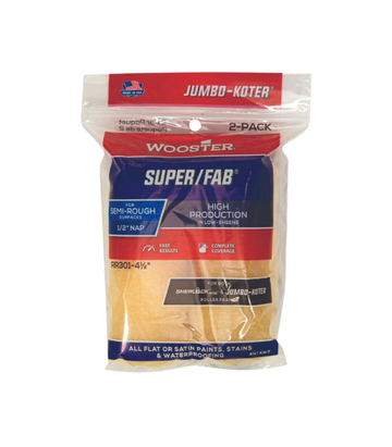 Wooster Jumbo Koter Super Fab Mini Roller Sleeves 1/2" Nap Semi Rough - Twin Pack