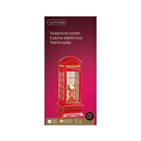 Water Snowstorm Phone Box with Farther Christmas - 27cm - Warm White LED's