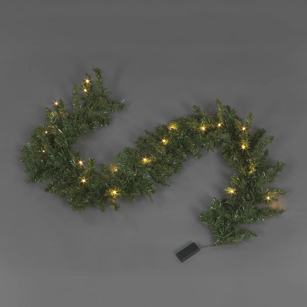 Pre Lit Christmas Garland with 20 Battery Operated LED Lights - 1.8 Meter