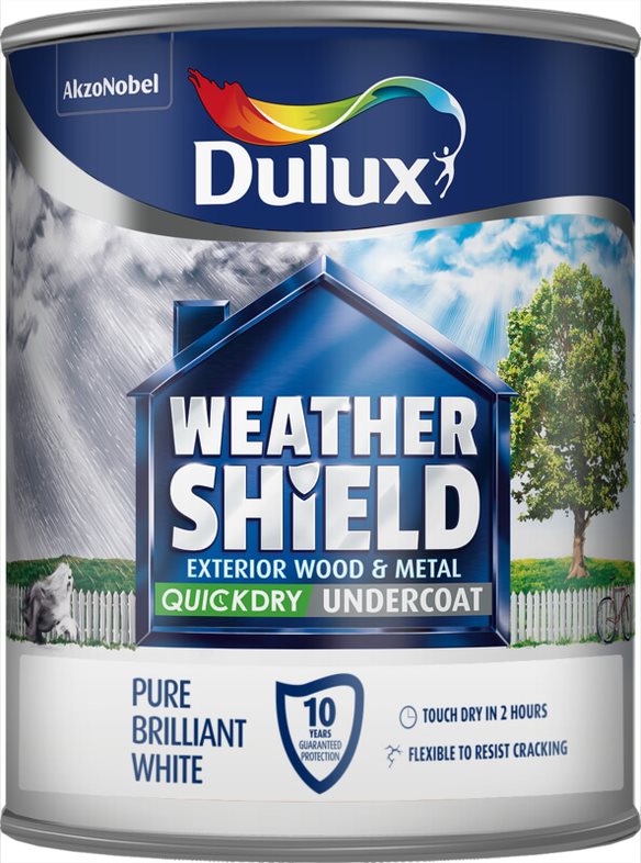 Dulux Weathershield Exterior Undercoat Pure Brilliant White 750ml / 2.5 Litres