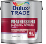 Dulux Trade Weathershield Quick Dry Exterior Satin - Brilliant White - All Sizes