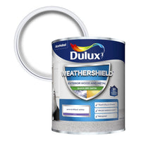 Dulux Weathershield Exterior Satin Pure Brilliant White Paint Size 750ml / 2.5L
