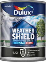 Dulux Weathershield One Coat Exterior Gloss - Black - 750ml or 2.5 Litres