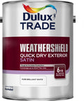 Dulux Trade Weathershield Quick Dry Exterior Satin - Brilliant White - All Sizes
