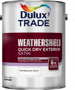 Dulux Trade Weathershield Quick Dry Exterior Satin - Brilliant White - All Sizes