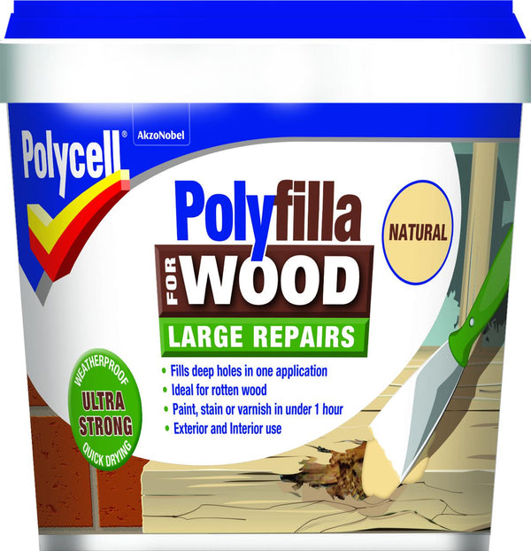 Polycell Polyfilla for Wood Large Repairs - Natural - 2 x 375g