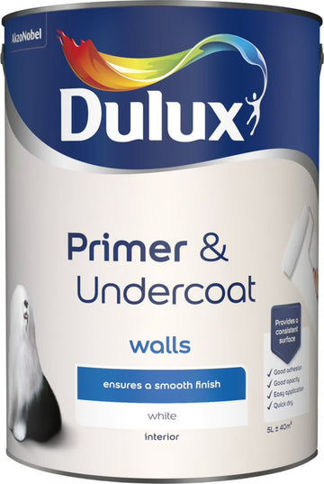 Dulux Primer and Undercoat for Walls - White - 5 Litre