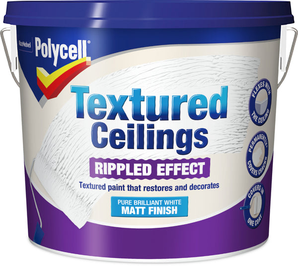 Polycell Textured Ceilings Ripple Effect - Matt - 5 or 2.5 Litres | DIY ...