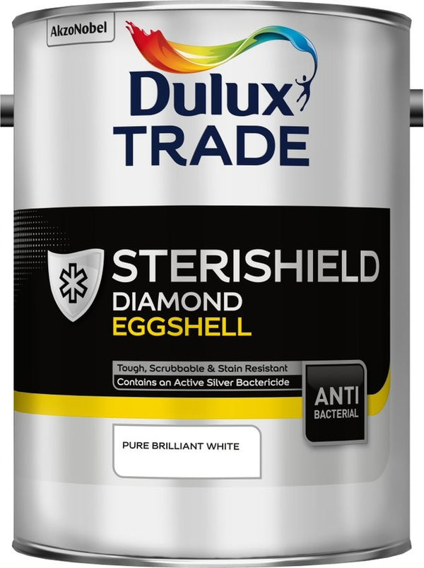 Dulux Trade Sterishield Dimond Eggshell - Pure Brilliant White - 5 Litre