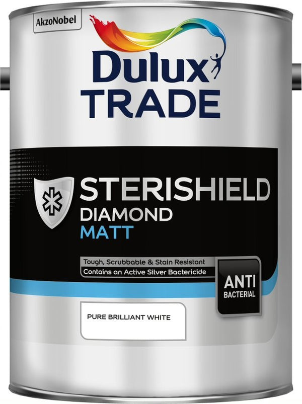 Dulux Trade Sterishield Dimond Matt - Pure Brilliant White - 5 Litre