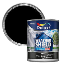 Dulux Weathershield One Coat Exterior Gloss - Black - 750ml or 2.5 Litres