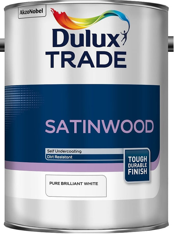 Dulux Trade Satinwood - Pure Brilliant White - 1L / 2.5L / 5 Litres