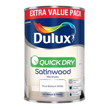 Dulux Retail Quick Dry Satinwood Pure Brilliant White 750 ml / 2.5 Litres