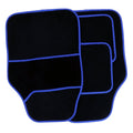 Streetwize Velour Carpet Mat Sets with Coloured Binding - 4 Piece Black/Blue