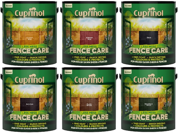 Cuprinol Less Mess Fence Care All Colours 5 Litre and 6 Litre