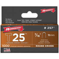 T25 Staples Arrow Fastener - 11mm -  Pack of 1000 Replacement Staples