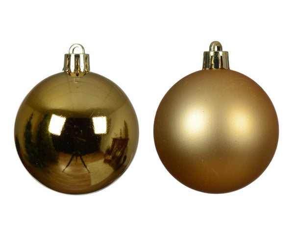 Shatterproof Mixed 30 Christmas Baubles - Gold - Various Sizes