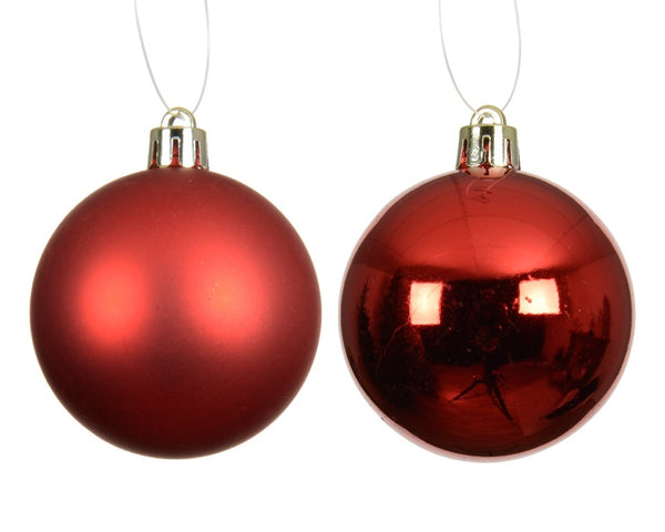 Christmas Tree Baubles, shatterproof, Mixed Shiny & Matt Red - 100mm - 4 Pack