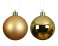 Christmas Tree Baubles, shatterproof, Mixed Shiny & Matt Gold - 100mm - 4 Pack