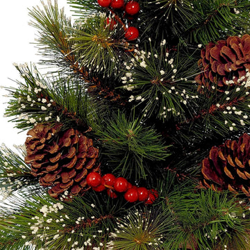 Mini Snowy Christmas Tree with Berries and Pine Cones In Jute Bag - 60cm