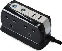 Masterplug USB Charging Surge Plug In 4 Gang Socket -  1m Extension Lead