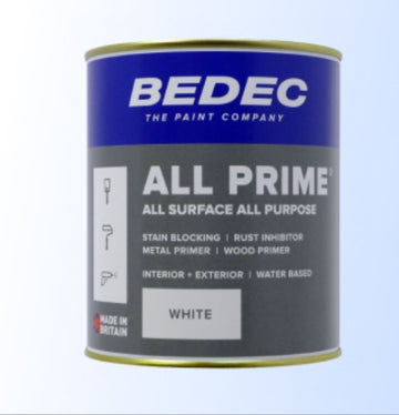 Bedec All Prime Paint - White or Grey - 5 Litre, 2.5 Litre or 750ml