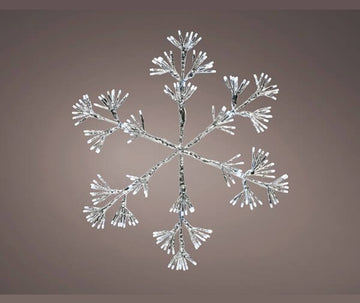 Christmas Silver Starburst Snowflake Decoration 192 White LEDs - 48cm