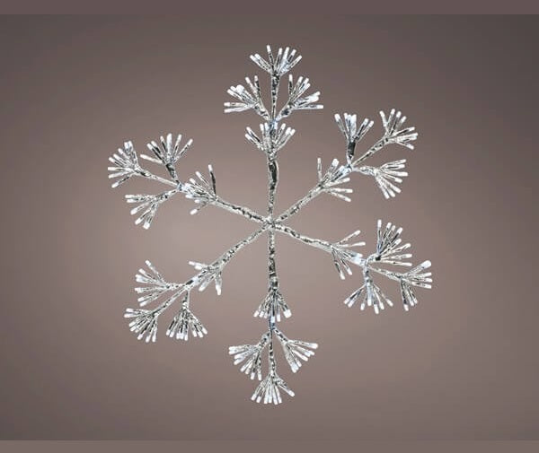 Christmas Silver Starburst Snowflake Decoration 192 White LEDs - 48cm