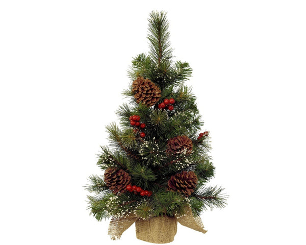 Mini Tabletop Ipswich Christmas Tree with Frosted Berries & Pinecones - 75cm