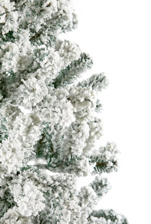 Premier Pencil Flocked Spruce Pine Christmas Tree - Frosted Snow - Green - 2m