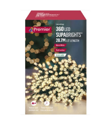 Premier Supabrights Christmas Tree Fairy Lights - 360 Led - Warm White