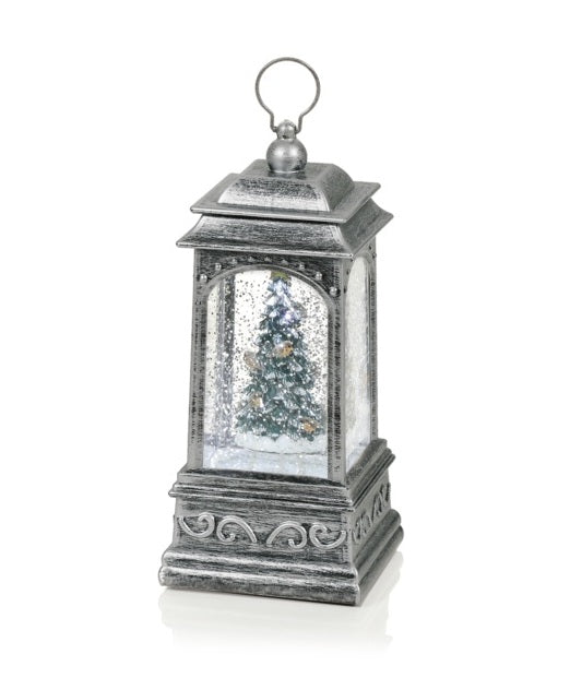 Premier Christmas Robins On Tree Glitter Water Spinner Lantern Decoration