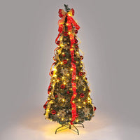 Red and Gold Pre-Decorated Pop Up Christmas Tree - 150 Led's - 180cm 6 Foot