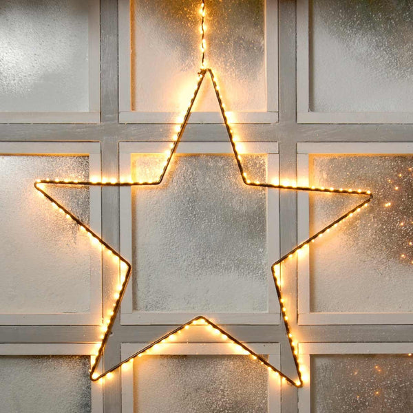 Festive 58cm Black Star Christmas Decoration 180 Warm White LEDs
